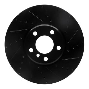 BMW 550i Brake Rotor (1) - Left Front - R1 Concepts - Drilled & Slotted - Black - `10-`18
